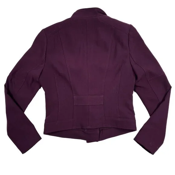 WHBM Stitched Shoulder Open Front Semi-Cropped Moto Blazer Skirt Set Size 10 - Picture 10 of 16